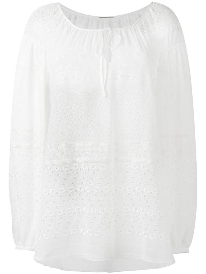 Saint Laurent Broderie Anglaise Gypsy Blouse - White