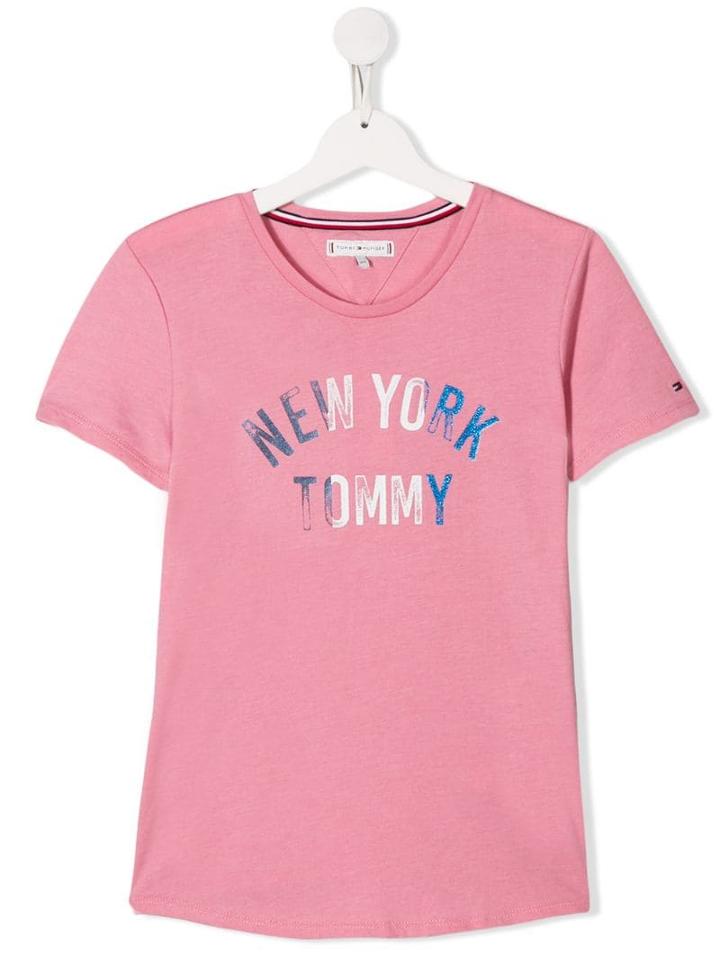 Tommy Hilfiger Junior Teen Glitter Logo T-shirt - Pink