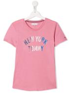 Tommy Hilfiger Junior Teen Glitter Logo T-shirt - Pink