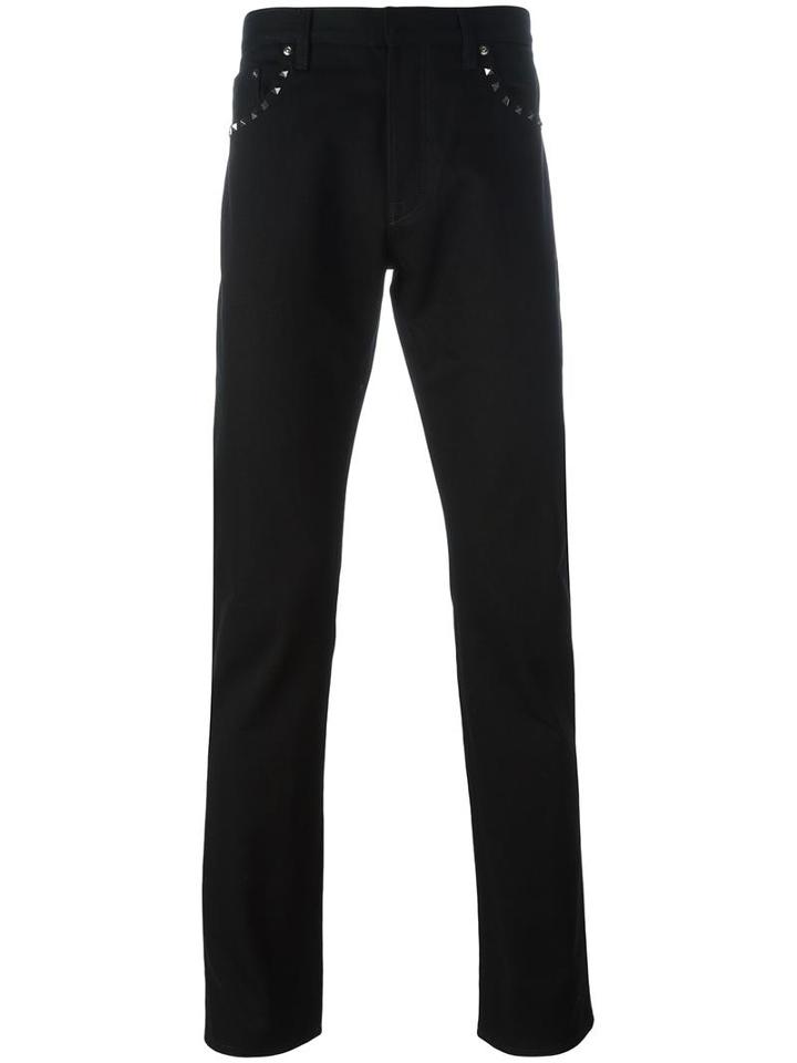 Valentino 'rockstud' Embellished Chinos, Men's, Size: 32, Black, Cotton