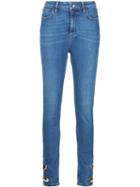 Anthony Vaccarello Skinny Button Ankle Jeans, Women's, Size: 28, Blue, Cotton/spandex/elastane
