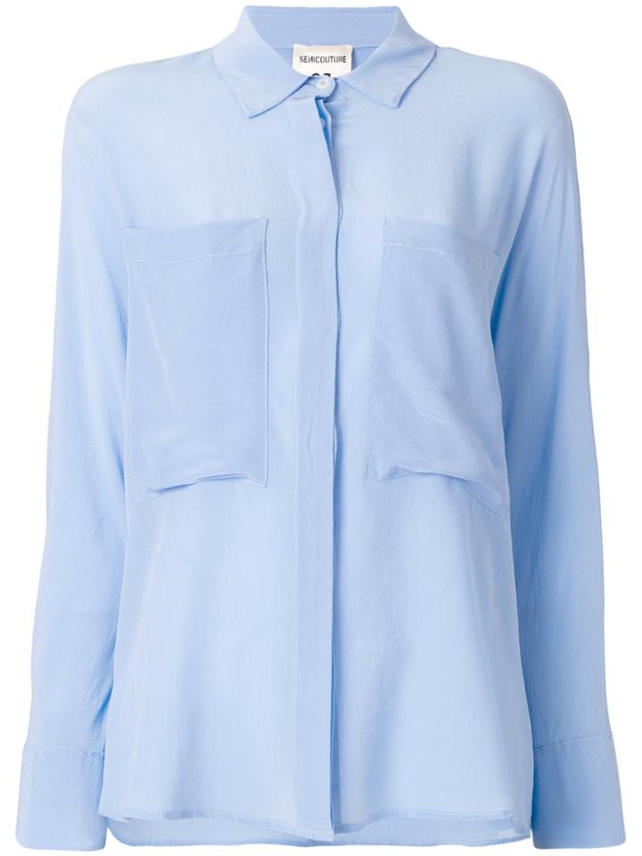 Semicouture Patch Pocket Shirt - Blue
