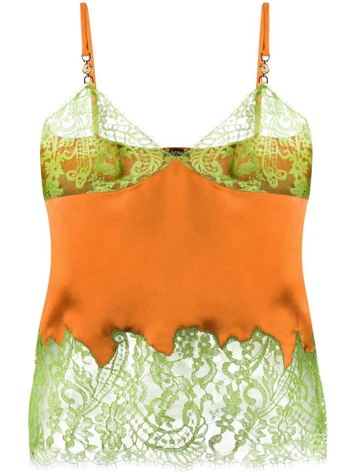 Versace Lace-trimmed Cami Top - Orange