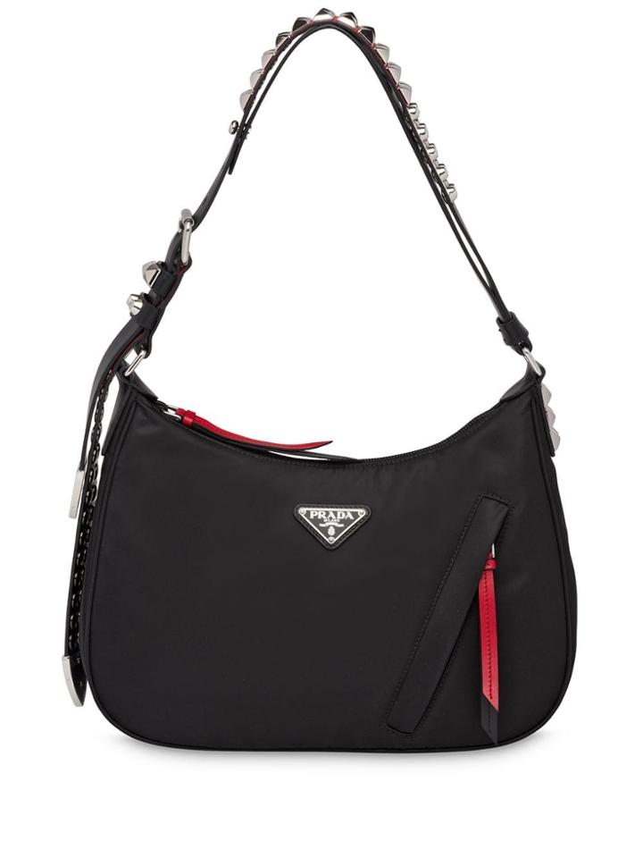 Prada Studded Hobo Bag - Black
