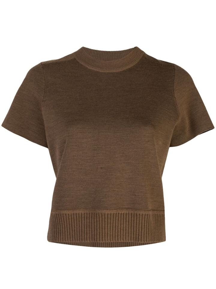 Proenza Schouler Cropped Merino Short Sleeve Crewneck - Brown