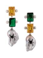 Jiwinaia Spider Drop Earrings - Green
