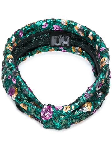 Misa Harada Sequin Embellished Headband - Green