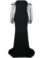 Greta Constantine Sheer Polka Dot Sleeve Dress - Black