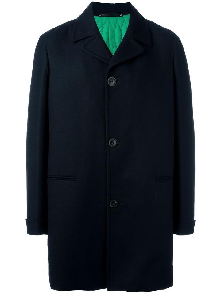 Paul Smith Striped Cuffs Mid Coat, Men's, Size: Small, Blue, Wool/cupro