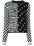 I'm Isola Marras Checked Sleeve Fantasy Jumper, Women's, Size: Small, Black, Virgin Wool