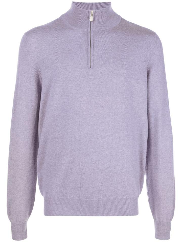 Brunello Cucinelli Zip Neck Sweater - Purple