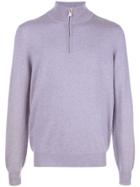 Brunello Cucinelli Zip Neck Sweater - Purple