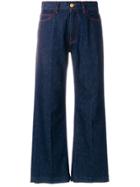 The Seafarer Frayed Cropped Mid-rise Flared Jeans - Blue
