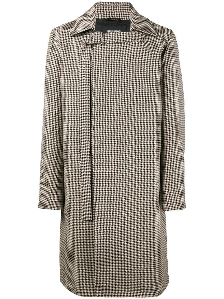 Raf Simons Houndstooth Buckle Collar Coat - Brown