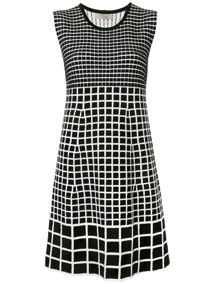D.exterior Checked Sleeveless Dress - Black
