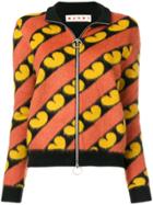 Marni Heart Pattern Zipped Cardigan - Black