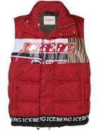 Iceberg Logo Print Padded Vest - Red