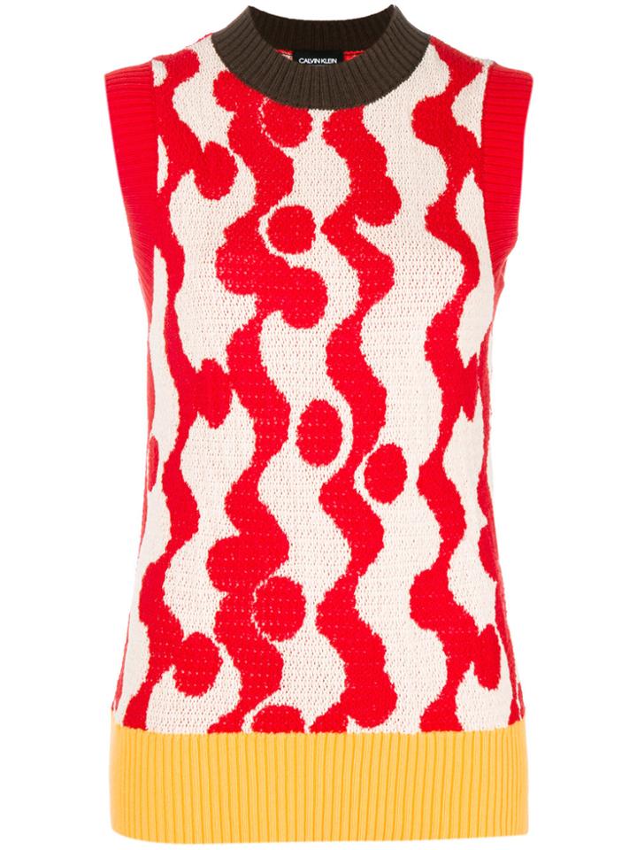 Calvin Klein 205w39nyc Intarsia Knit Contrast Pullover - Red