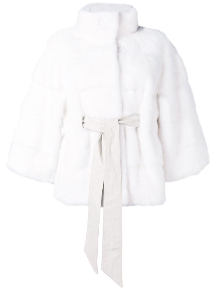 Liska Mink Fur Coat - White