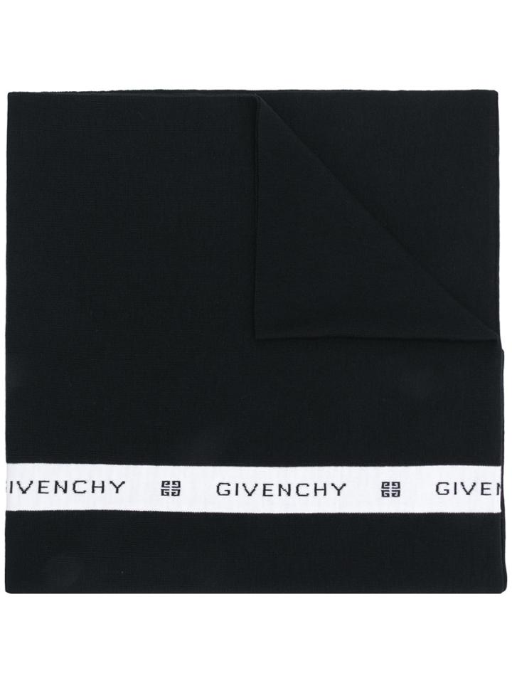 Givenchy Intarsia Logo Stripe Scarf - Black