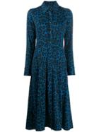 Paul Smith Leopard-print Shirt Midi Dress - Blue