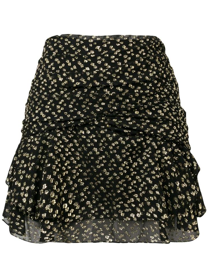 Saint Laurent Printed Mini Draped Skirt - Black
