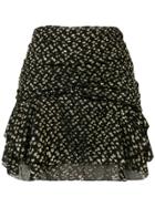 Saint Laurent Printed Mini Draped Skirt - Black