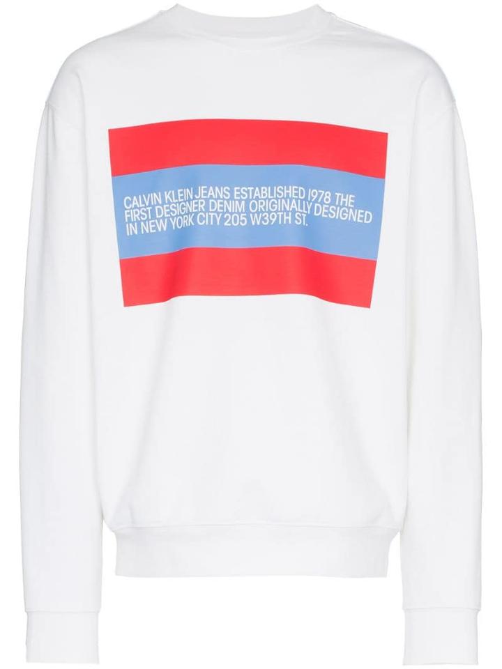 Calvin Klein Jeans Est. 1978 Logo Crew Neck Sweatshirt - White