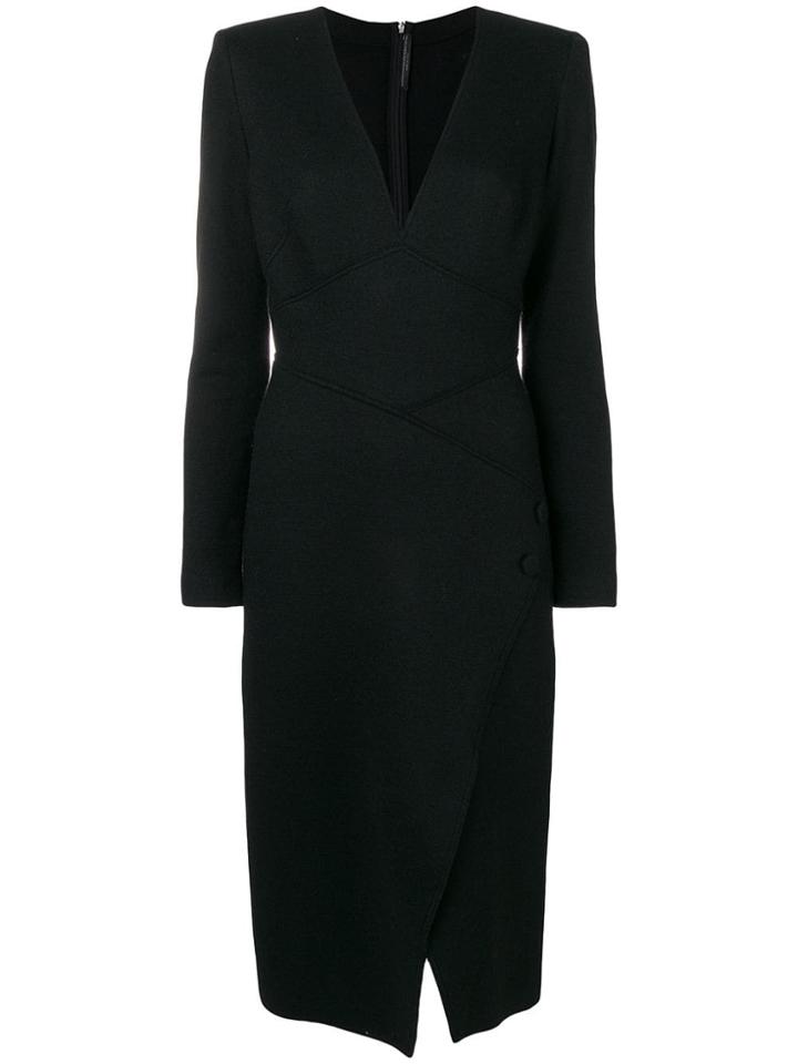 Ermanno Scervino Fitted V-neck Dress - Black