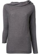 Forme D'expression Draped Neck Longsleeve T-shirt - Grey