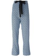 Marni Tracery Print Trousers, Women's, Size: 38, Blue, Silk