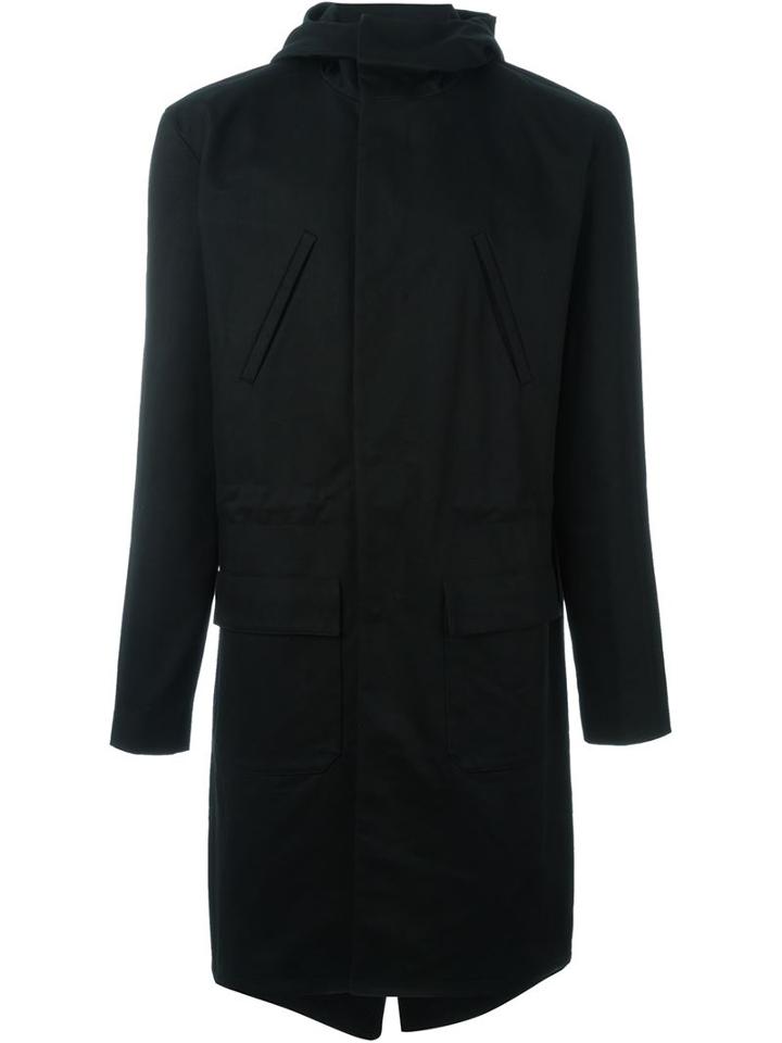 Raf Simons Hooded Midi Coat, Men's, Size: 44, Black, Cotton/viscose/cupro