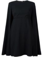 Valentino Crewneck Cape Detail Dress, Women's, Size: 44, Black, Silk/virgin Wool