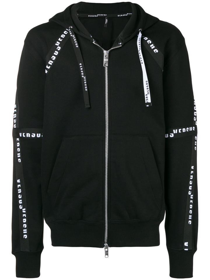 Versus Zipped Logo Hoodie - Black