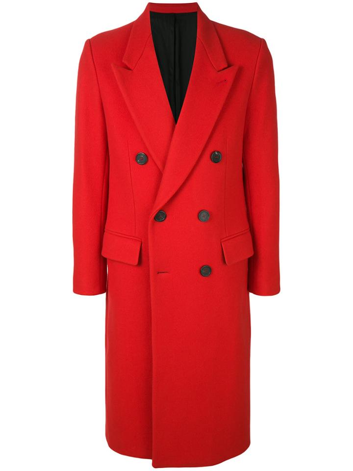 Ami Alexandre Mattiussi Double Breasted Long Coat - Red