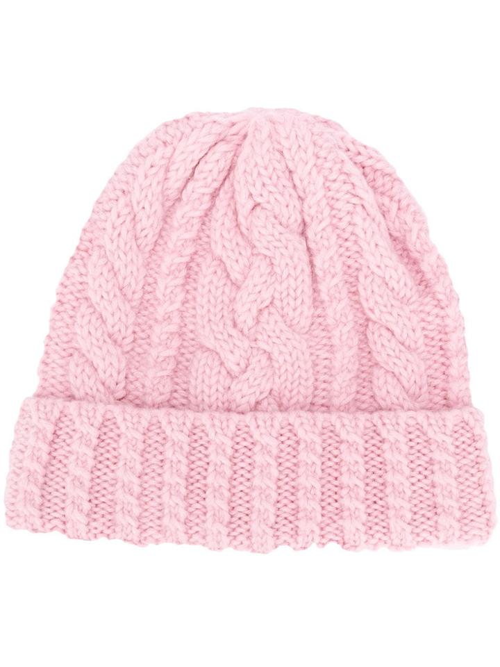 Ami Alexandre Mattiussi Cable Knit Beanie - Pink