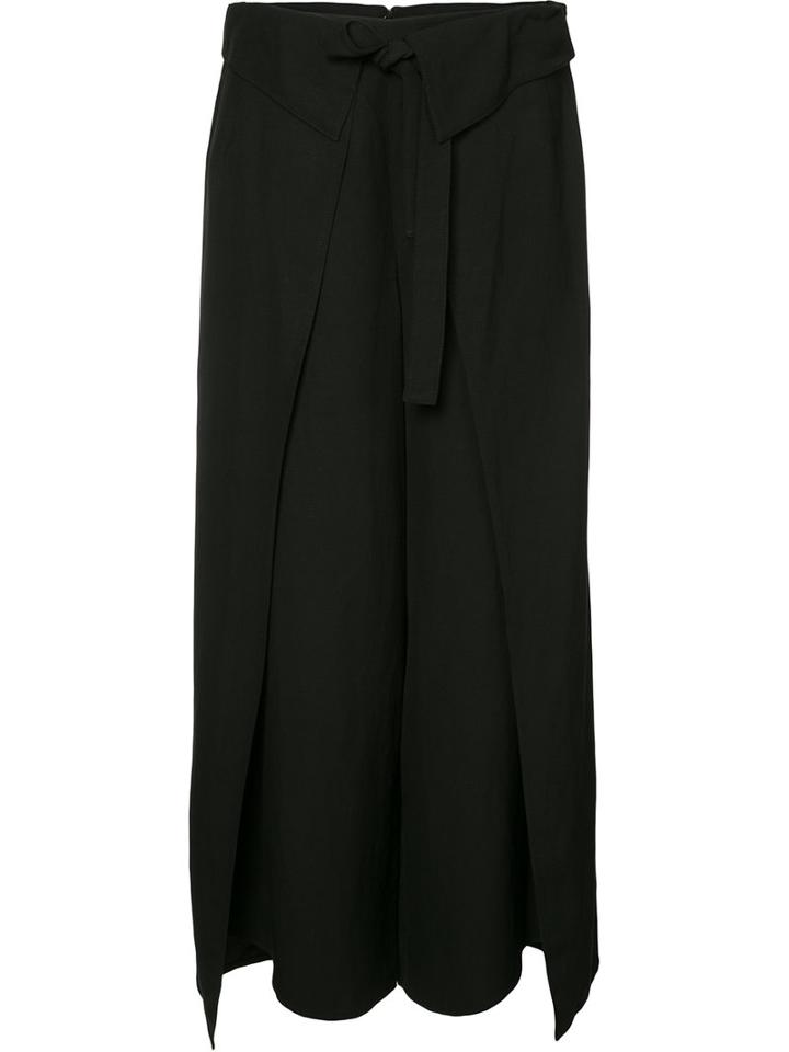 Derek Lam 10 Crosby Belted Palazzo Pants, Women's, Size: 4, Black, Linen/flax/viscose