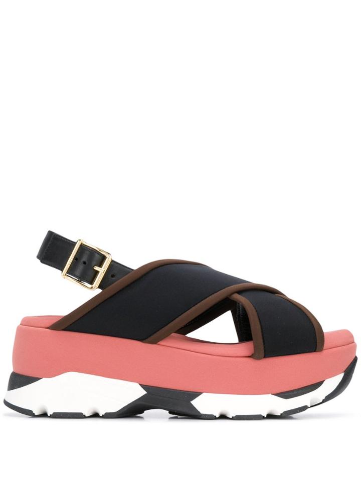 Marni Wedge Buckled Sandals - Blue
