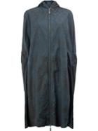 Masnada Long Textured Effect Coat, Women's, Size: 44, Blue, Cotton