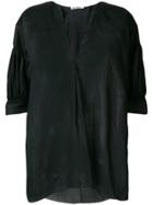 Jil Sander Draped Sheer Short-sleeve Blouse - Black