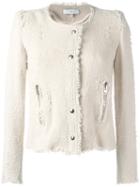 Iro Collarless Cropped Jacket, Women's, Size: 42, Nude/neutrals, Cotton