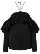 Emilio Pucci Cold Shoulder Frill Top - Black