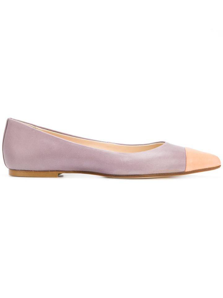 Anna Baiguera Pointed Colour Block Ballerina Pumps - Pink & Purple