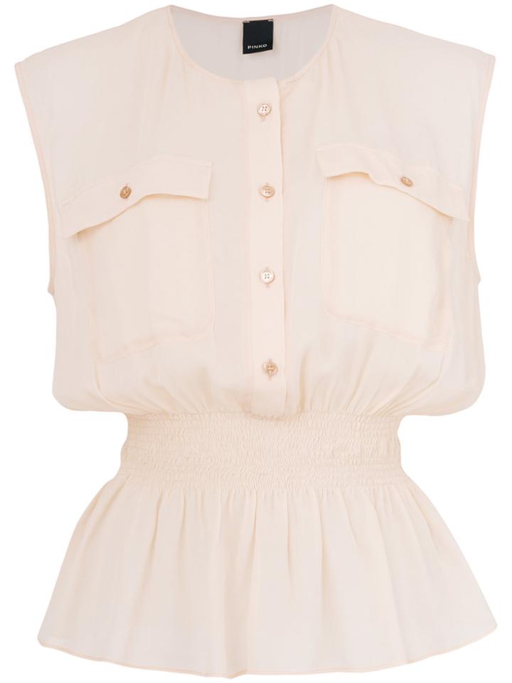 Pinko Smocked Waist Blouse - Nude & Neutrals