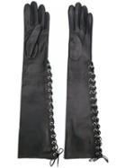 Manokhi - Long Lace-up Gloves - Women - Lamb Skin - 7, Black, Lamb Skin