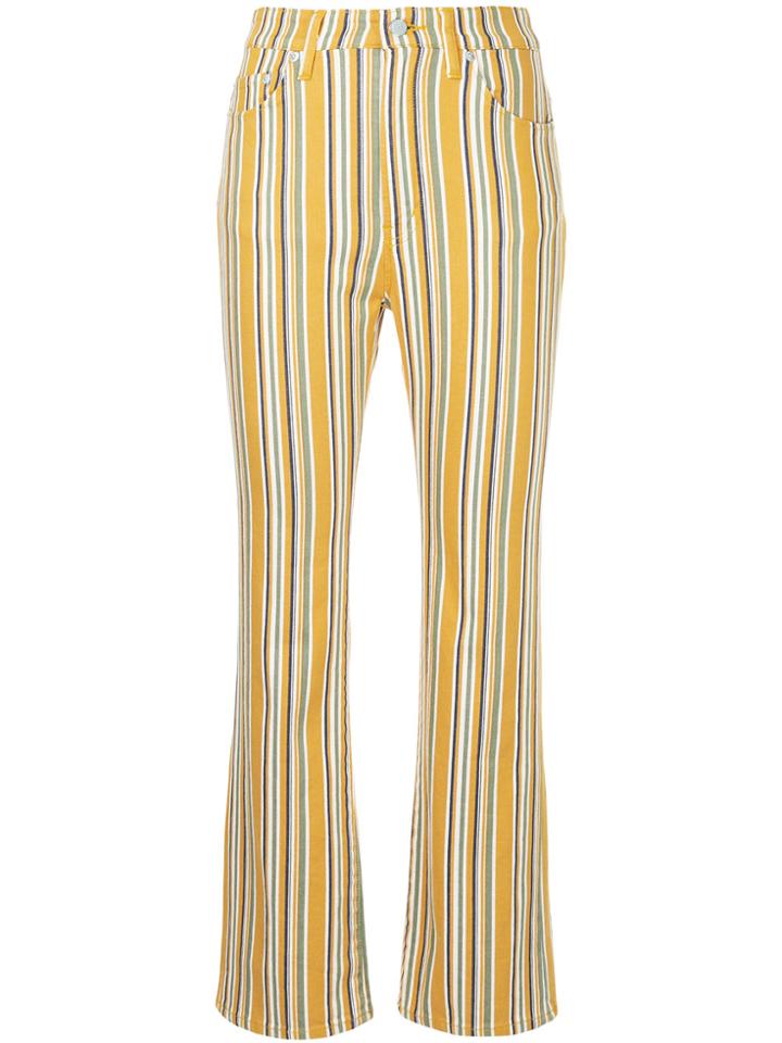 Hysteric Glamour Stripe Cropped Flared Trousers - Yellow & Orange