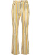 Hysteric Glamour Stripe Cropped Flared Trousers - Yellow & Orange
