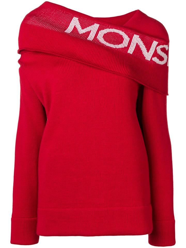 Monse Logo Wrap-shoulder Sweater - Red