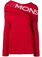 Monse Logo Wrap-shoulder Sweater - Red