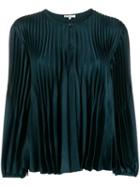 Vince Satin Pleated Blouse - Green